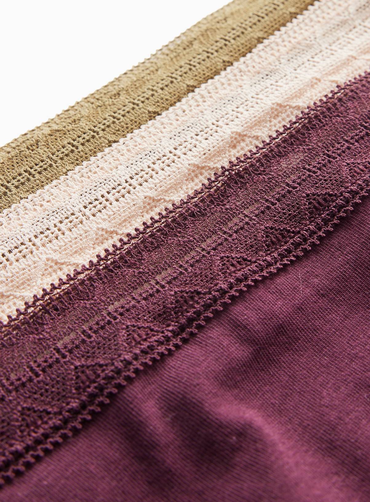 Olive & Wine Lace Trim Midi Briefs 5 Pack 16 - Image 3